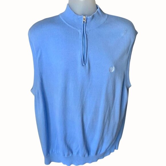 Chaps Ralph Lauren Light Blue Sleeveless Quarter Zip Sweater Vest  Size Large - Picture 1 of 6